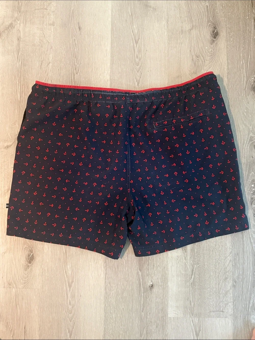 Nautica Navy Swim Trunks with Red Anchor‎ Pattern